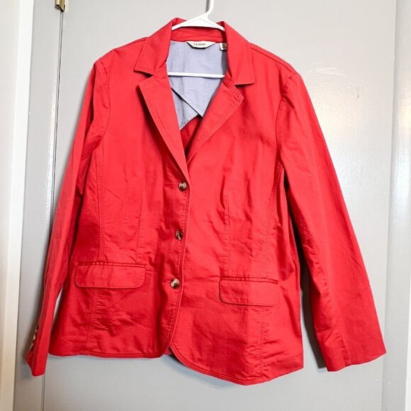 L.L. Bean Jackets & Blazers - L.L. Bean Women's Cotton Canvas Stretch Blazer Twill Jacket Three Button Size XL
